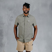 W.O.R.K Ripstop 4 Way Stretch S/Sleeve Shirt Light Grey Green