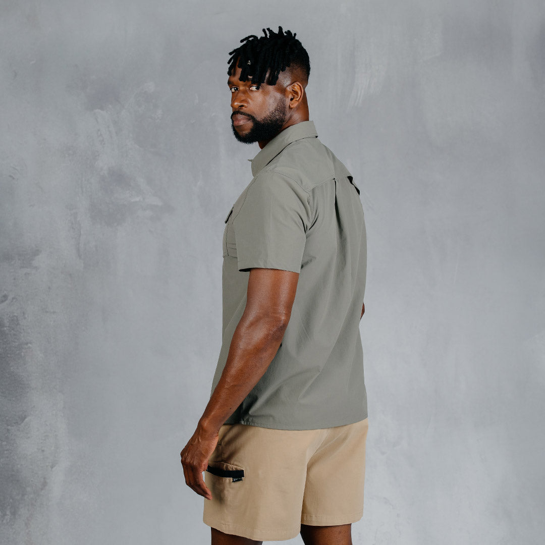 W.O.R.K Ripstop 4 Way Stretch S/Sleeve Shirt Light Grey Green