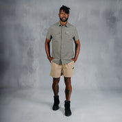 W.O.R.K Ripstop 4 Way Stretch S/Sleeve Shirt Light Grey Green