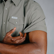 W.O.R.K Ripstop 4 Way Stretch S/Sleeve Shirt Light Grey Green