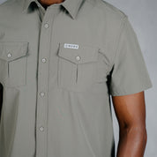 W.O.R.K Ripstop 4 Way Stretch S/Sleeve Shirt Light Grey Green