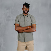 W.O.R.K Ripstop 4 Way Stretch S/Sleeve Shirt Light Grey Green