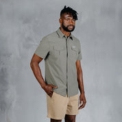 W.O.R.K Ripstop 4 Way Stretch S/Sleeve Shirt Light Grey Green