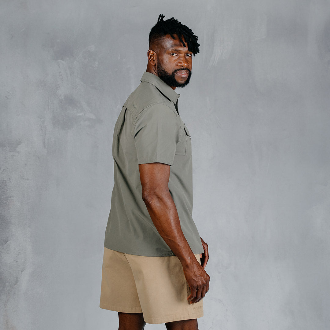 W.O.R.K Ripstop 4 Way Stretch S/Sleeve Shirt Light Grey Green