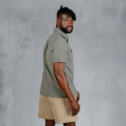 W.O.R.K Ripstop 4 Way Stretch S/Sleeve Shirt Light Grey Green