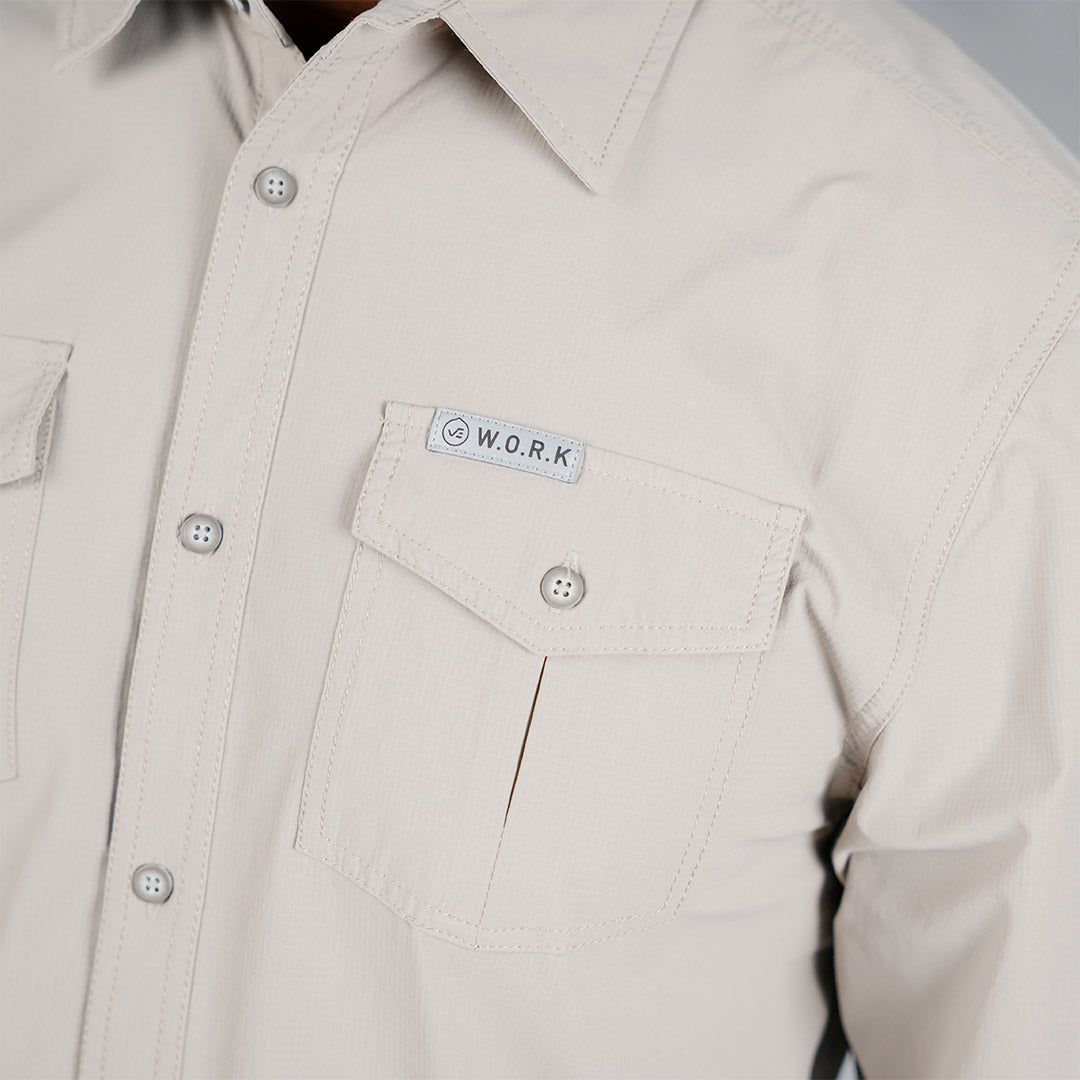 W.O.R.K Ripstop 4 Way Stretch L/Sleeve Shirt Stone
