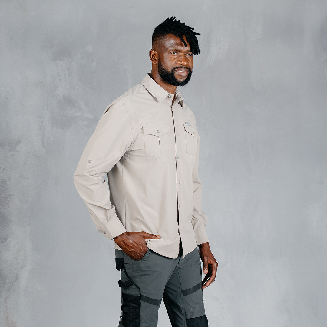 W.O.R.K Ripstop 4 Way Stretch L/Sleeve Shirt Stone