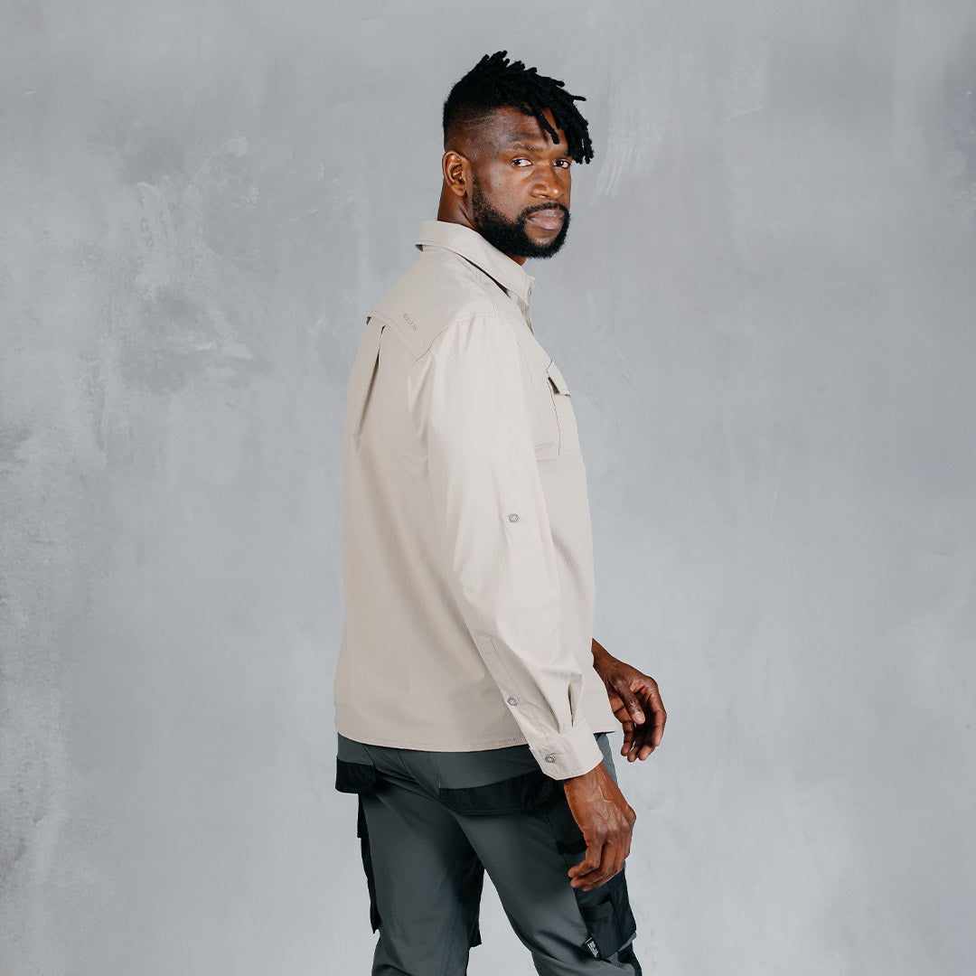 W.O.R.K Ripstop 4 Way Stretch L/Sleeve Shirt Stone