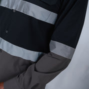 W.O.R.K Ripstop Reflective L/S Shirt Black & Charcoal