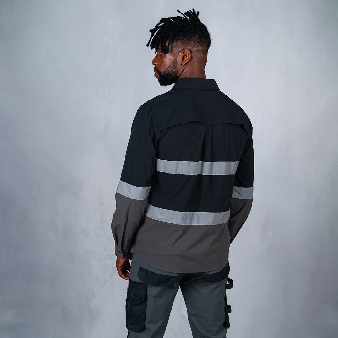 W.O.R.K Ripstop Reflective L/S Shirt Black & Charcoal