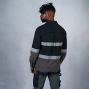 W.O.R.K Ripstop Reflective L/S Shirt Black & Charcoal
