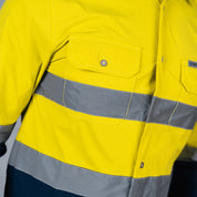 W.O.R.K Ripstop Reflective L/S Shirt Navy & Yellow