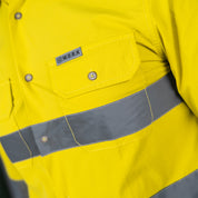 W.O.R.K Ripstop Reflective L/S Shirt Navy & Yellow