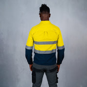 W.O.R.K Ripstop Reflective L/S Shirt Navy & Yellow