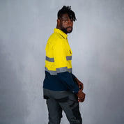 W.O.R.K Ripstop Reflective L/S Shirt Navy & Yellow