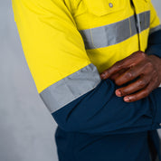 W.O.R.K Ripstop Reflective L/S Shirt Navy & Yellow