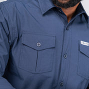 W.O.R.K Ripstop 4 Way Stretch L/Sleeve Shirt Navy