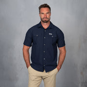 W.O.R.K Ripstop 4 Way Stretch S/Sleeve Shirt Navy