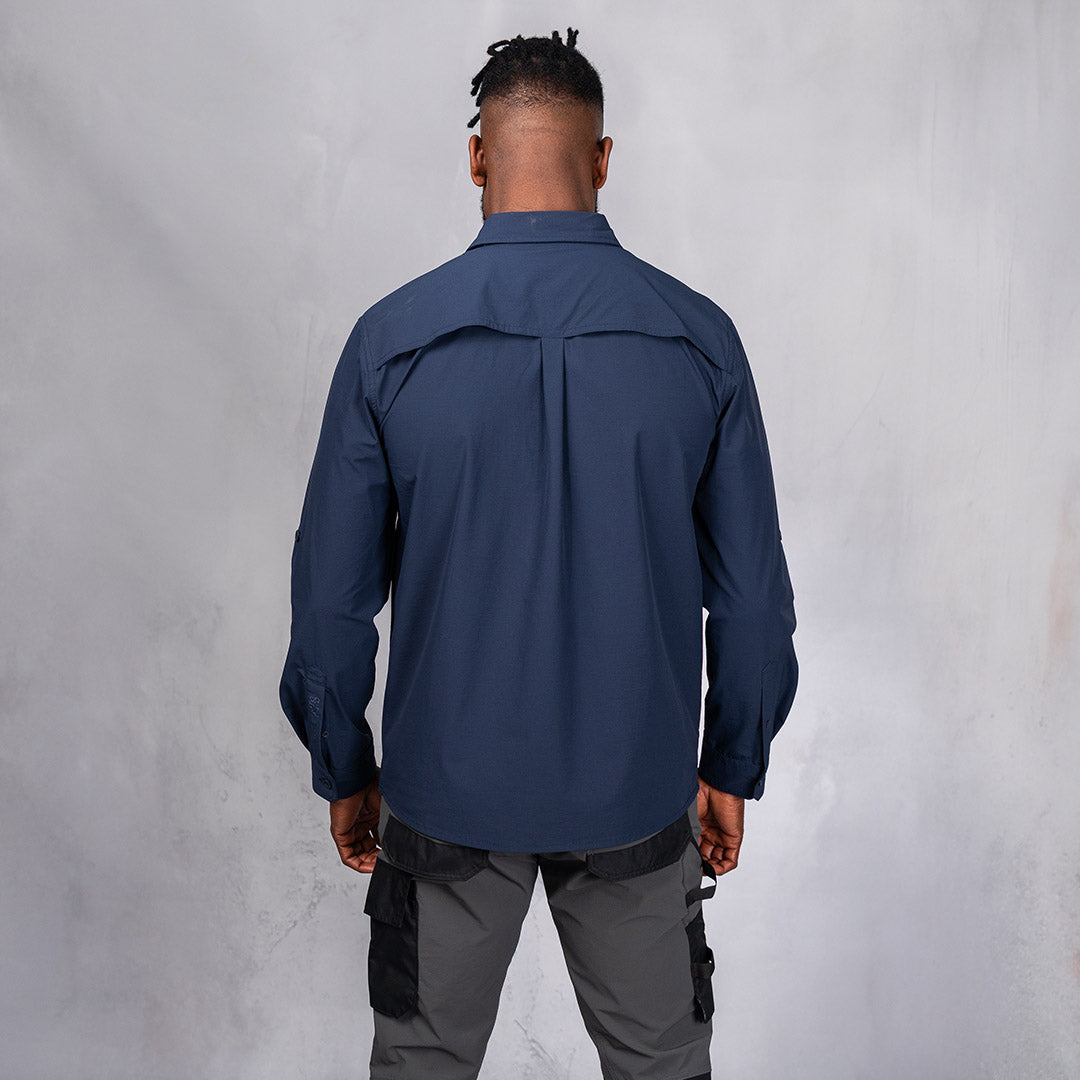 W.O.R.K Ripstop 4 Way Stretch L/Sleeve Shirt Navy