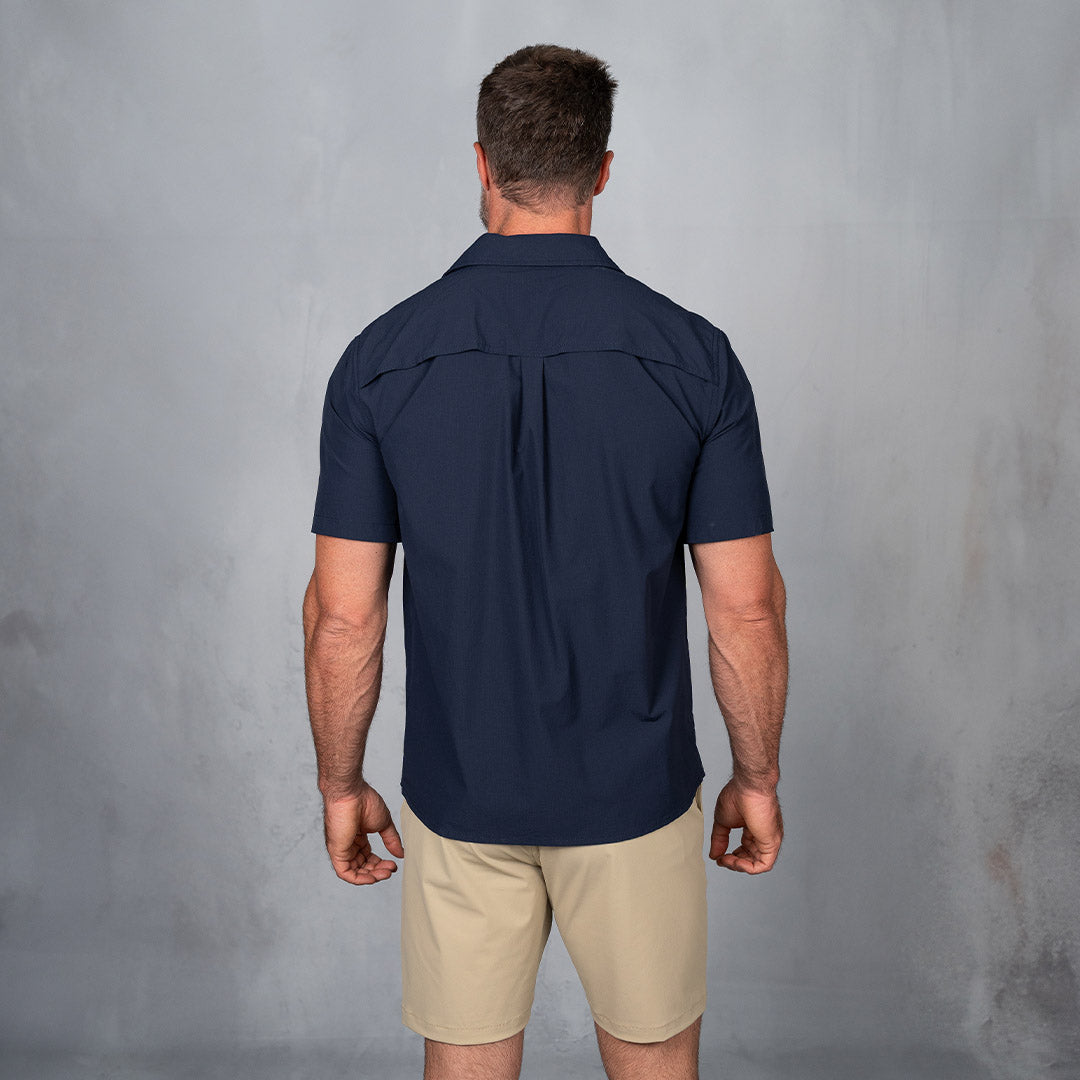 W.O.R.K Ripstop 4 Way Stretch S/Sleeve Shirt Navy