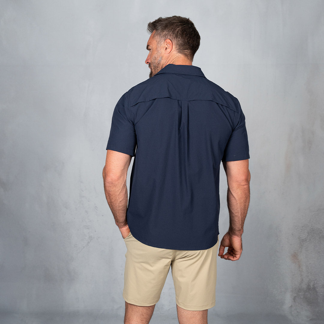 W.O.R.K Ripstop 4 Way Stretch S/Sleeve Shirt Navy