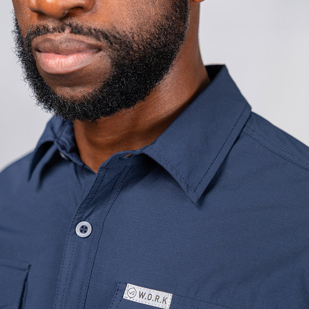 W.O.R.K Ripstop 4 Way Stretch L/Sleeve Shirt Navy