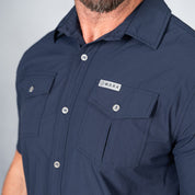 W.O.R.K Ripstop 4 Way Stretch S/Sleeve Shirt Navy