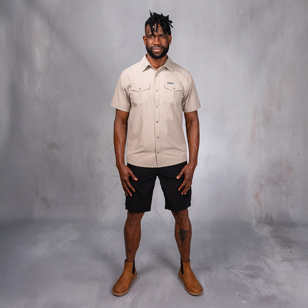 W.O.R.K Ripstop 4 Way Stretch S/Sleeve Shirt Stone