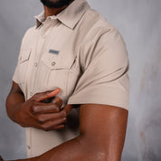 W.O.R.K Ripstop 4 Way Stretch S/Sleeve Shirt Stone