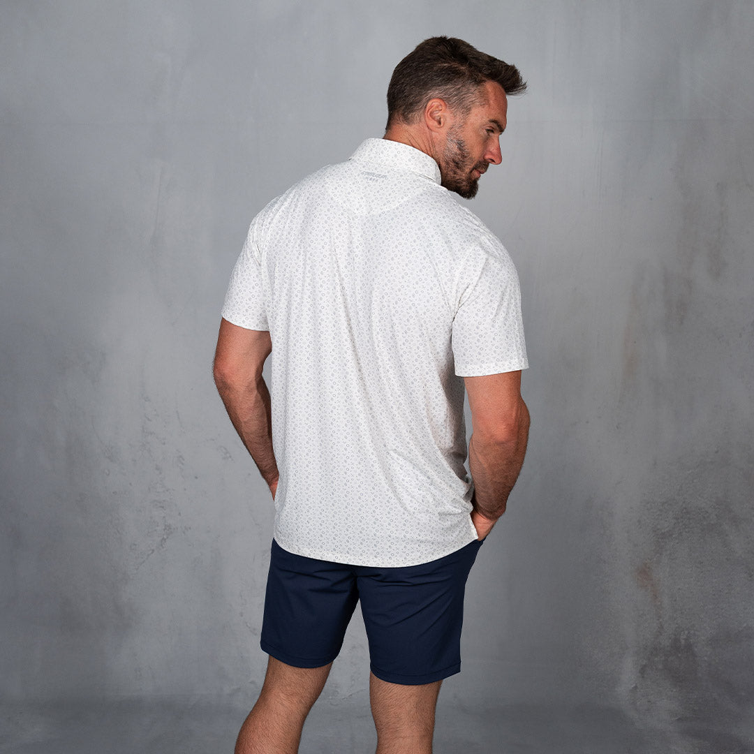 W.O.R.K Technical Golfer Off White & Grey Print