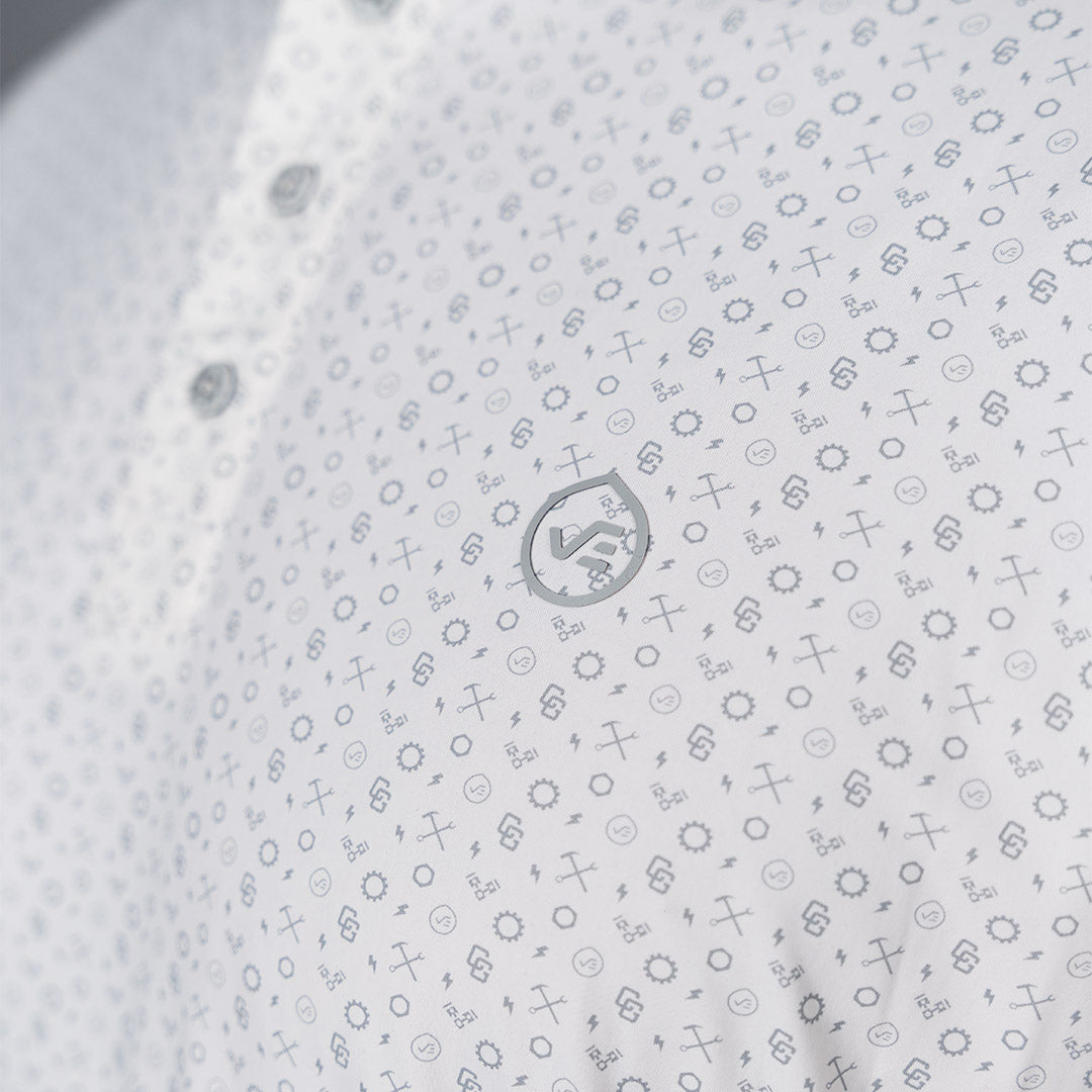 W.O.R.K Technical Golfer Off White & Grey Print