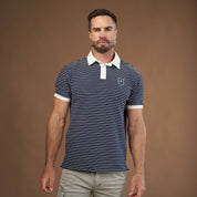 Elite Rugby Polo Navy & White Stripe