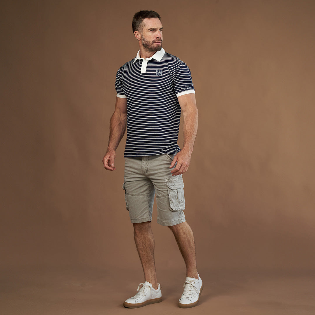 Elite Rugby Polo Navy & White Stripe
