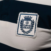 Elite Rugby Polo Navy & Off White Thick Stripe