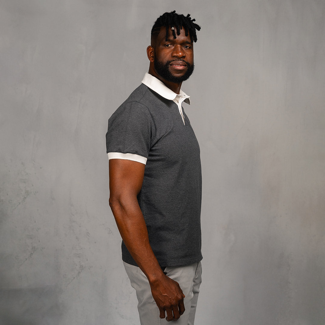 Elite Rugby Polo Plain Charcoal