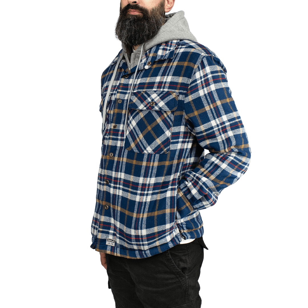 Hooded Flannel Navy