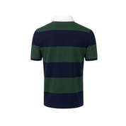 Elite Rugby Polo Bottle Green & Navy Thick Stripe