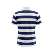 Elite Rugby Polo Denim Blue & Off White Medium Stripe
