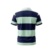 Elite Rugby Polo Light Duck & Navy Wide Stripe