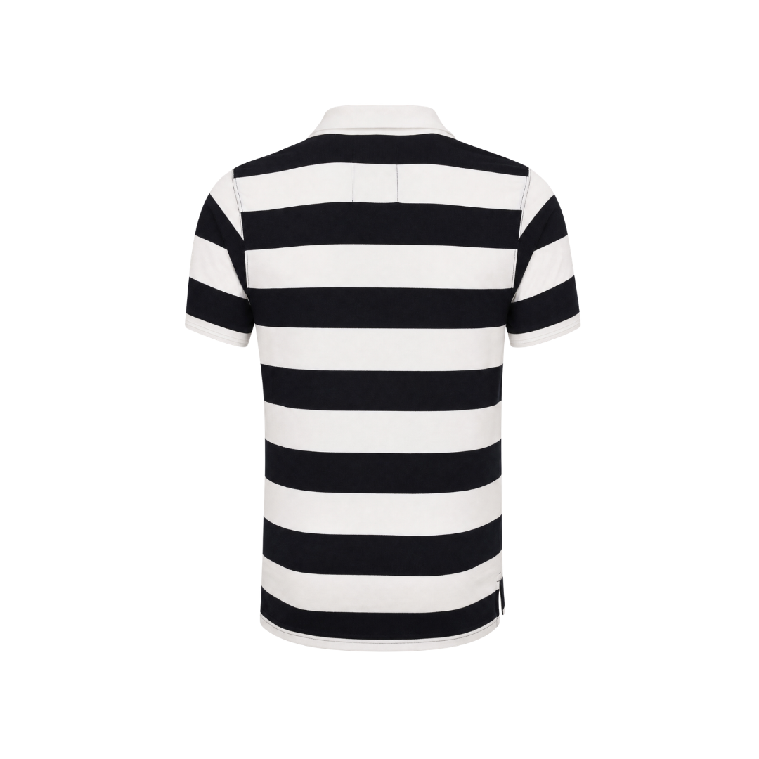 Elite Rugby Polo Navy & White Medium Stripe