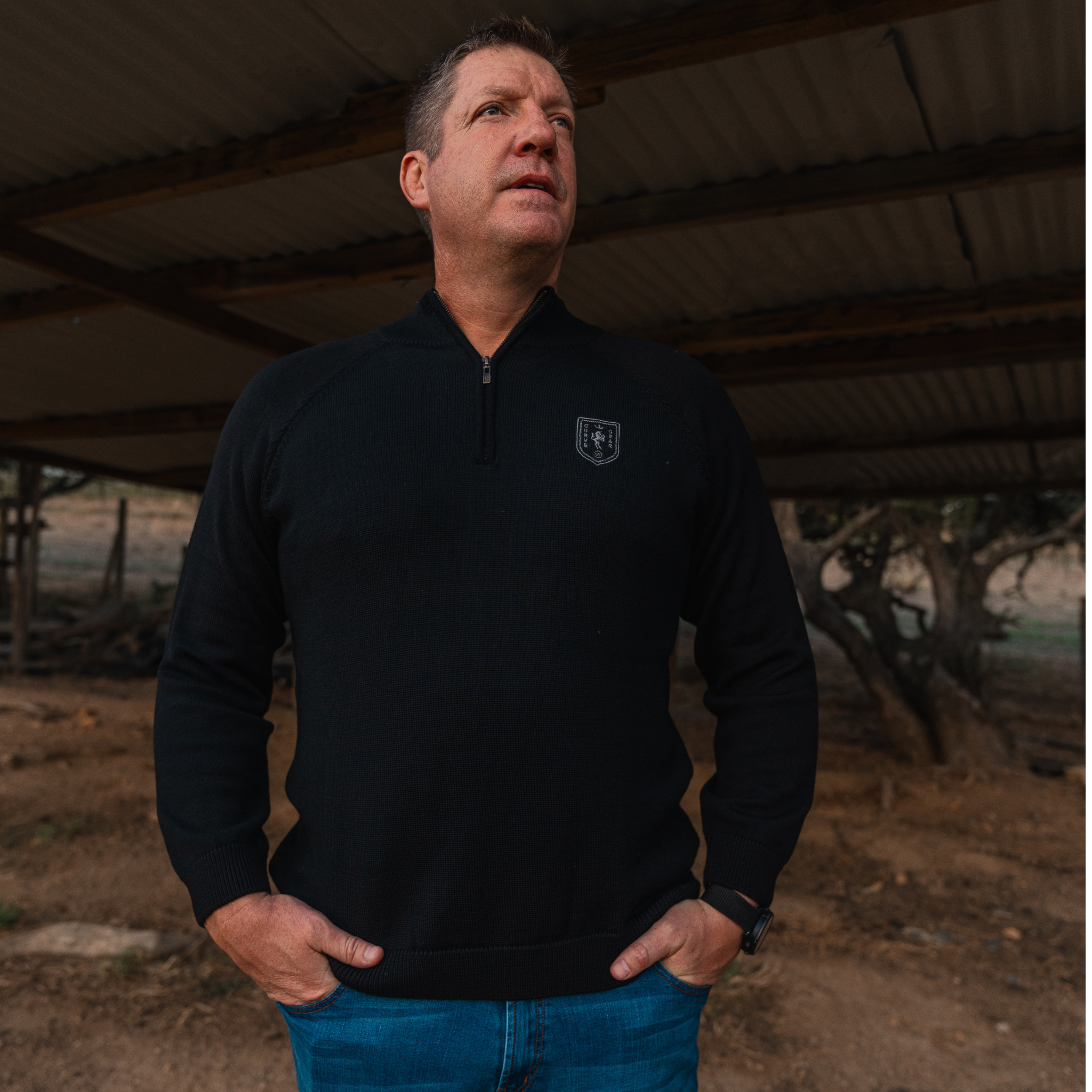 100% Merino Wool 1/4 Zip Knitwear Navy
