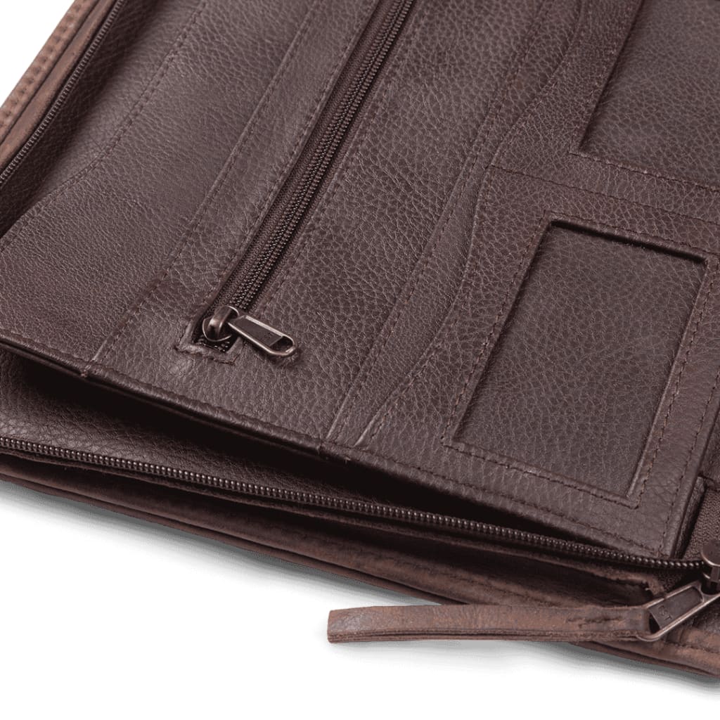 A4 Zip Folder Brown - Leather Zip Folders Curve Gear