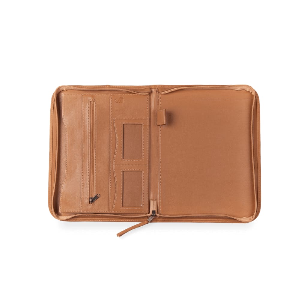 A4 Zip Folder Tan - Leather Zip Folders Curve Gear