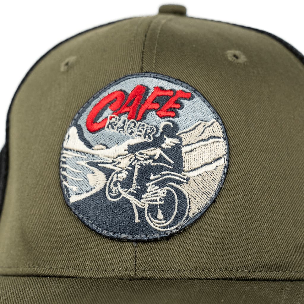 Café Racer Cap Olive and Black - Curve Gear