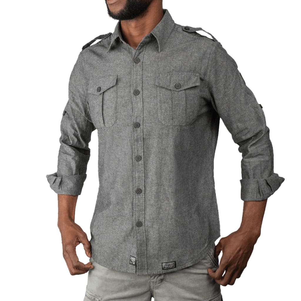 Cafe Racer Chambray Shirt Grey - Curve Gear