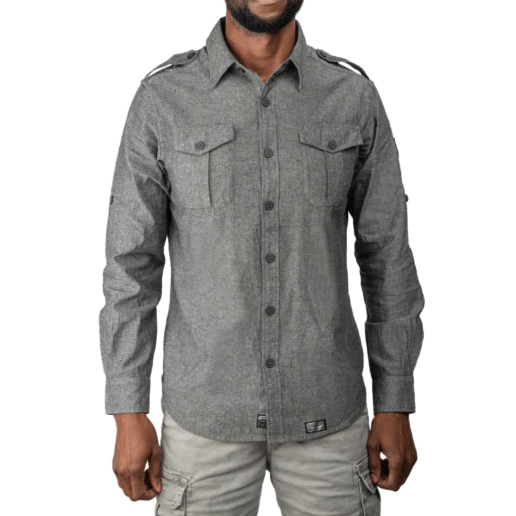 Cafe Racer Chambray Shirt Grey - Curve Gear