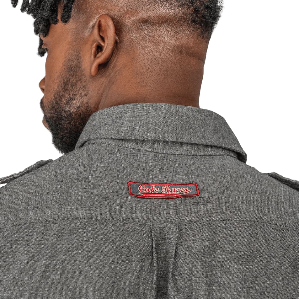 Cafe Racer Chambray Shirt Grey - Curve Gear