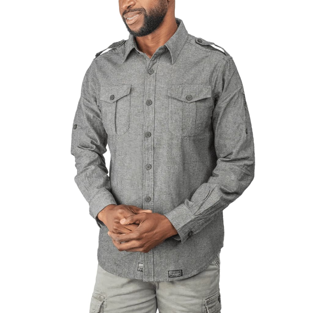 Cafe Racer Chambray Shirt Grey - Curve Gear