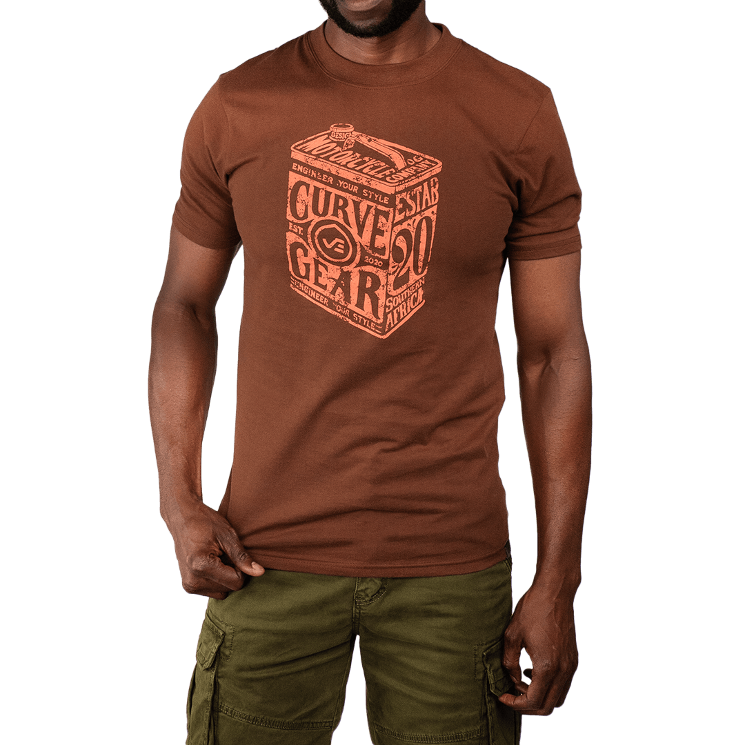 Café Racer Oil Can T-Shirt Mud - Curve Gear