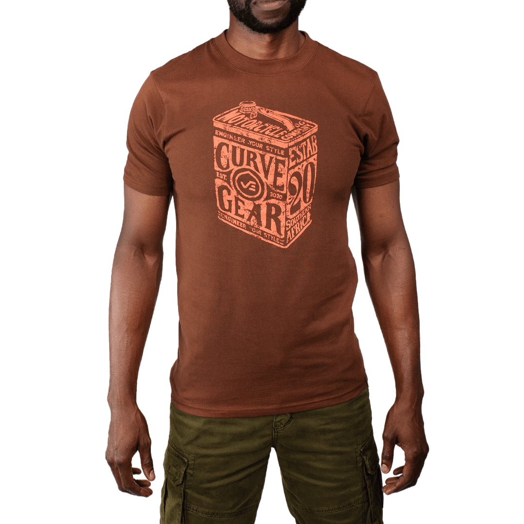 Café Racer Oil Can T-Shirt Mud - Curve Gear